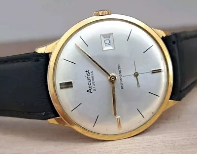 Classic Gold Plated Men's Accurist Watch. SERVICED Manual Wind Keeps Time GWO • £89.50