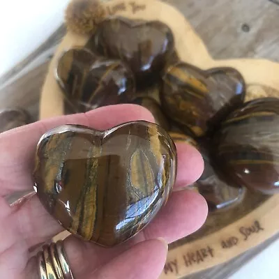 Natural Tiger's Eye Carved Crystal Heart Reiki Healing Tiger Eye 1pc • $3