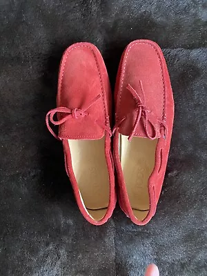 New Genuine Tod’s Red Suede Driving/loafer Shoes ODD Size R8.5/L8 • £65