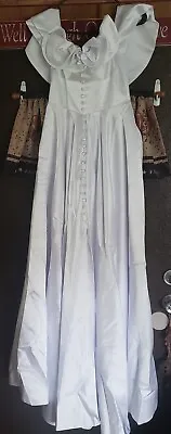 £53.40 • Buy Ruffle Ball Gown Off Shoulder Sayin Prom Dress Size 2 Split White 