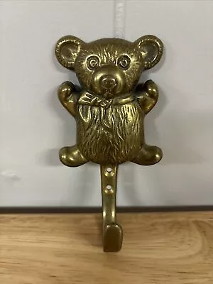 Vintage Solid Brass Teddy Bear Shape Coat Hook Key Hanger Brass Hook 4.5” • $18.95