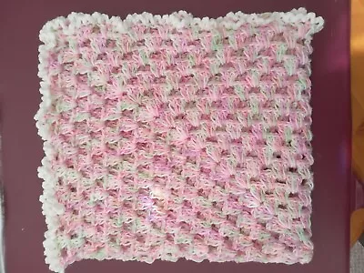 Handmade Crochet Aran Baby Blanket In Pastel Shades.  • £8