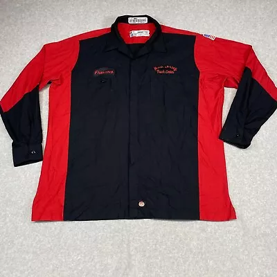 Red Kap Mens Shirt XXL LONG Red Long Sleeve Uniform Mechanic Dealership USA Flag • $14.95