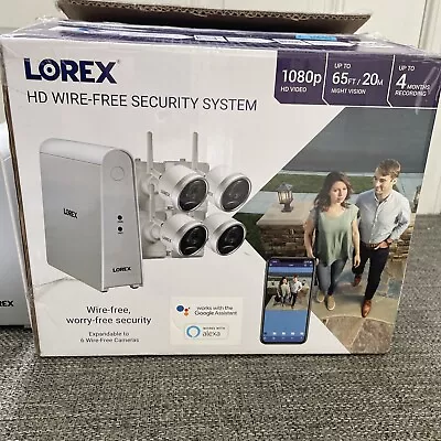 Lorex HD Night Vision Smart Security System 4 White Cameras Wireless LWF18W-64 • $75.99