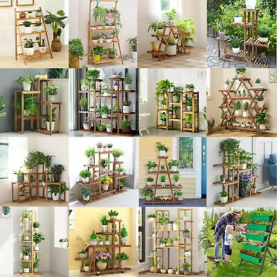 £20.91 • Buy Wooden Garden Flower Rack Plant Stand Shelves Corner Storage Lobby Scenery Decor