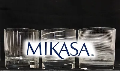 MIKASA 3 “Double Old Fashioned” Glasses All 3 Have Coordinating Designs • $30.75
