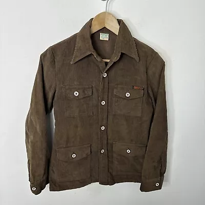 Vintage 70s 60s Buckskins Corduroy Jacket Trucker Men XS/S Brown Mod Hipster • $49