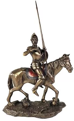 Don Quixote On Horse Raising Jousting Spear Spanish Statue Antique Bronze Finish • $60.75