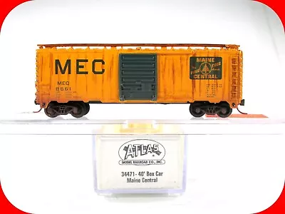 N Scale ***MAINE CENTRAL*** 40' Custom Weathered Box Car MEC 8661 - Atlas 34471 • $24.99