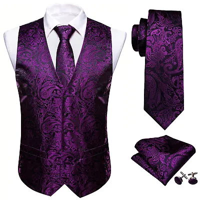 Designer Men's Dress Vest Bowtie SET WHITE Grey Silk Waistcoat Wedding Prom 3XL • $23.99