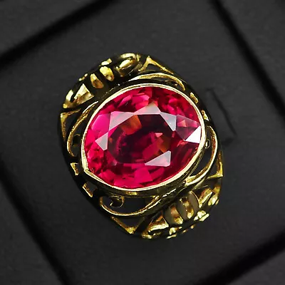 Pink Padparadscha Sapphire Oval 9.60Ct 925 Sterling Silver Handmade Gold Rings • $24.99