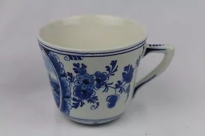 Royal Delft De Porceleyne Fles Coffee Cup Dated 1967 Blue Sailboat Floral • $30