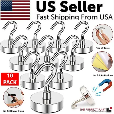 10 Pack Dia Strong Magnetic Hook Hanger N52 Neodymium Clamping Magnet Hooks USA • $9.89