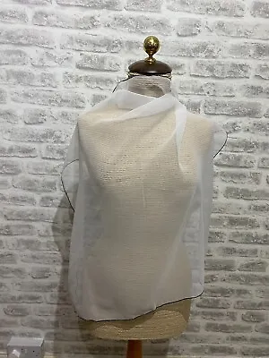 Chiffon Japanese White Floaty Sheer Scarf With Black Edge Poly  Square S884 • £2.99