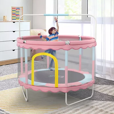 Medium 1.5M Child Kids Trampoline With Enclosure Indoor Outdoor For 3-15Year Fun • £89.95