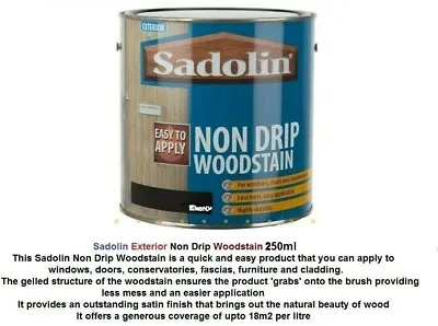 Sadolin EXTERIOR Non Drip WoodStain 250ml Ebony Colour *Buy 1 Get 1FREE  OFFER*  • £11.99