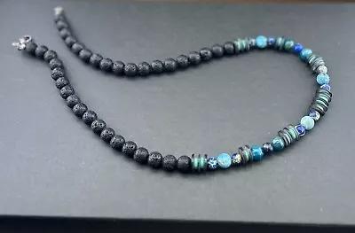 Mixed Gemstones Men's Necklace - Surfer Style Choker - Unisex Jewelry - Handmade • $43