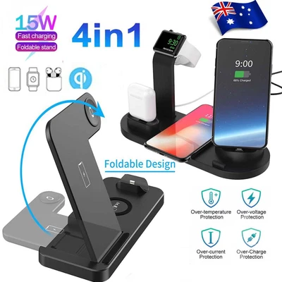 $9.49 • Buy 4 IN1 Wireless Charger Dock Charging Station For Apple Watch IPhone 14 13 Pro