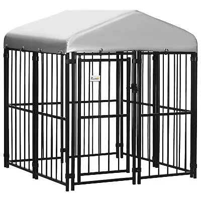 4x4ft Outdoor Run Dog Kennel Playpen For Small Medium Dogs Heavy Duty Chain Link • $246.99