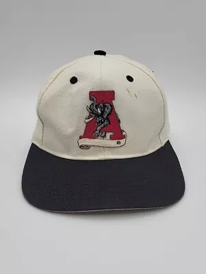 Vintage Rare Alabama Crimson Tide Hat Cap Snap Back Cream Black Logo 7 Mens • $34.95