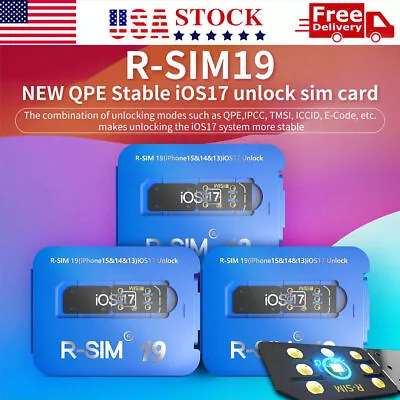 R-SIM19 QPE Stable Nano Unlock SIM Card For IPhone 15 14 13 12 Pro Max 11 IOS17 • $11.61