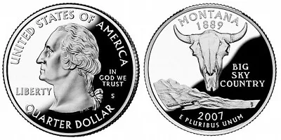 2007 S Gem Bu Proof Montana State Quarter Brilliant Uncirculated Pr Coin #594 • $4