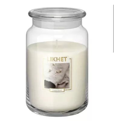 Large Scented Candle In Glass Jar Fragrance 100 Hr Burn Time Linen Fresh Ikea • £9.99