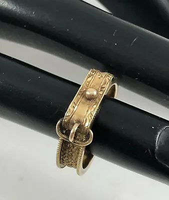 Antique Victorian 14K Rose Gold Mourning Tightly Woven Hair Buckle Dainty Ring  • $378.99