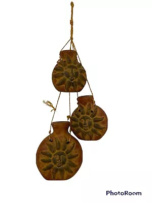 Folk Art Terra Cotta Mexican Style Sun Face Hanging Vase Jugs Set  Patio /boho • $38