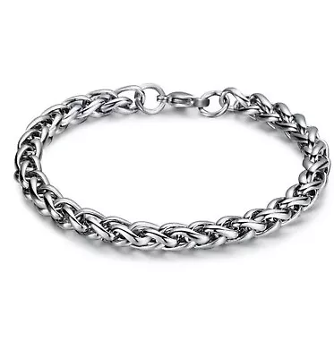 Men's Stainless Steel Bracelet Box Fashion Chain Link Fashion Chunky Gift UK Cha • £3.45