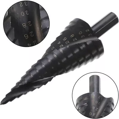 HSS Spiral Step Cone Drill Bit Metal Hole Cutter Titanium Nitride Coated 4-32MM • £7.59