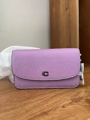 NWT Coach Hayden Crossbody Pebble Leather  Violet Orchid Clutch Wallet Bag Purse • $188.39