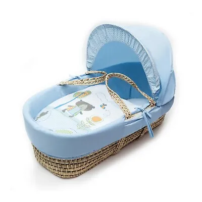 £22.49 • Buy Blue Moses Basket Bedding Set Dressings With Padded Liner & Hood Beary Nice