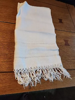 Vintage Cotton Fringe Table Runner Dresser Scarf 22  X 44  • $12