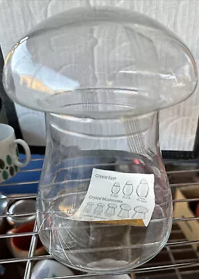 Vtg 70’s Libbey Mushroom Glass Jar Terrarium Canister Crystal Creations 6  Boho • $19