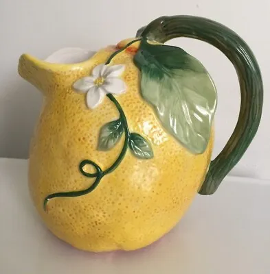 Vintage Lemon Yellow Pitcher Jug Certified International 8 H 2 Qt. Danhui Nai • $49