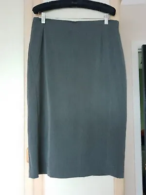 Smart Grey Pencil Skirt Size 14 Back Zip And Vent By First. Length 28  • £2.50