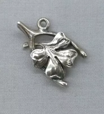 Vintage Sterling Silver Four Leaf Clover Charm Pendant Wishbone 4 Good Luck • $15.95