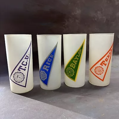 4 Vintage Swc Southwest Conference Frosted Glass Tumblers Tcu Baylor Texas Rice • $95