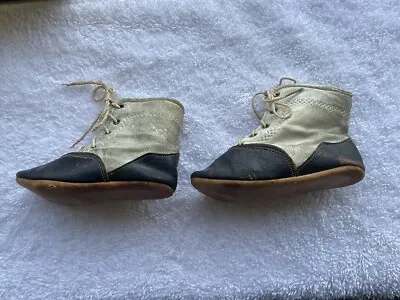 Victorian Era Kid Leather Lace-up Baby Shoes Linen Lining One Lace W/aglets • $37.50