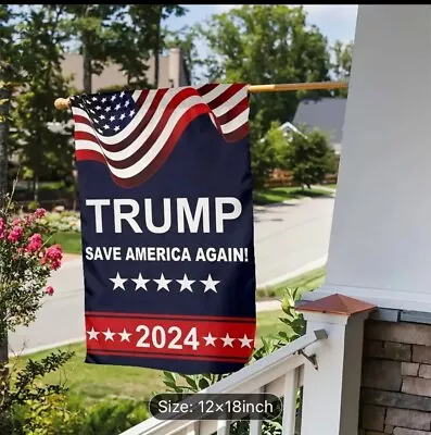 Trump 2024 Garden Flag Save America Again Vertical Double Sided 12.5X18 Inch Bur • $15