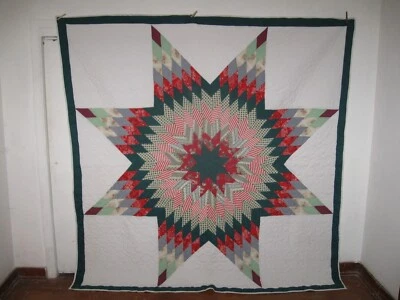 $109.99 • Buy Vintage Multi-Color On White Lone Star Quilt Fantastic Estate Find 7-16-22