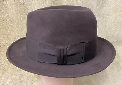 VGC Vintage RESISTOL KITTEN FINISH Beaver Twenty 20 Black FEDORA HAT Size 7 3/8  • $138