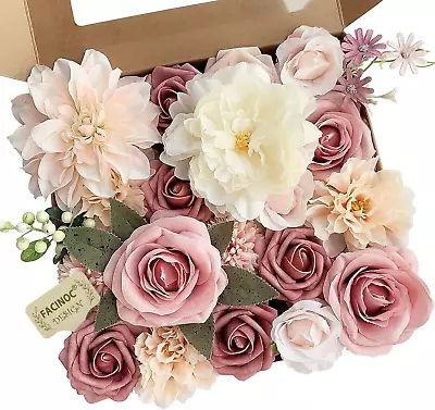 Roses Artificial Flowers Pink Bouquets Box Set For DIY Bridal Blush Pink • $31.25