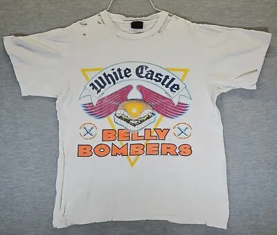 VTG 1989 White Castle Belly Bombers Tshirt LG Single Stitch USA Changes Tag READ • $59.99