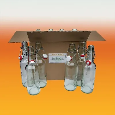 Clear Swing Top 500ml Bottles X 12 With Stoppers For Homebrew Beer • £32.12