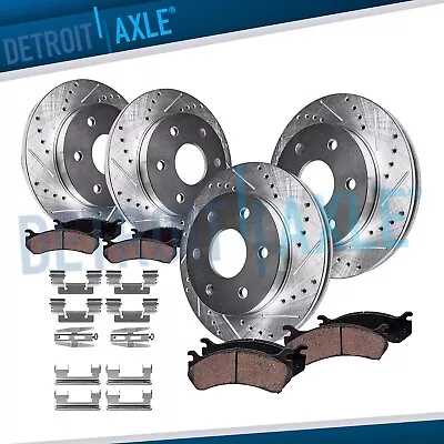 Front Rear Drilled Rotors Brake Pads For Silverado Sierra Yukon XL 1500 Tahoe • $213.81