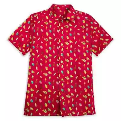 Disney Parks Aloha Hawaiian Shirt Large Red All Over Print Polynesian Snacks • $29.99