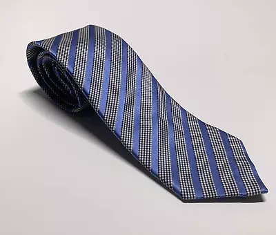 Bugatchi Silk Tie Career Wear Classic Point Fashion Striped Gingham Blue Black • $18