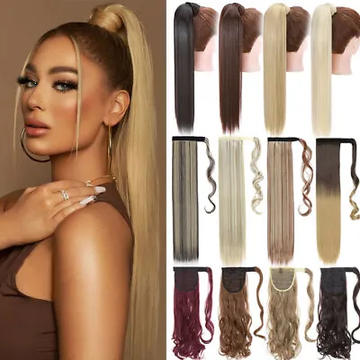 Natural Ponytail Clip In As Remy Human Hair Extensions Wrap Pony Tail Fake Hair • £12.03